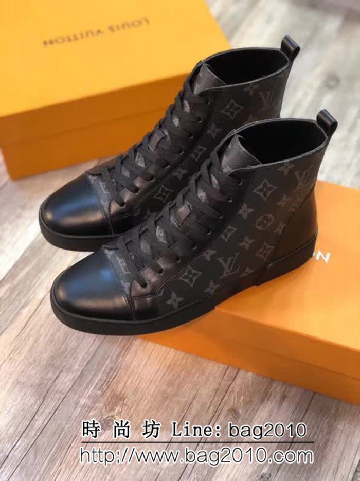路易威登LV 專櫃新款原版牛皮配老花高幫男士休閒鞋 8FX2222